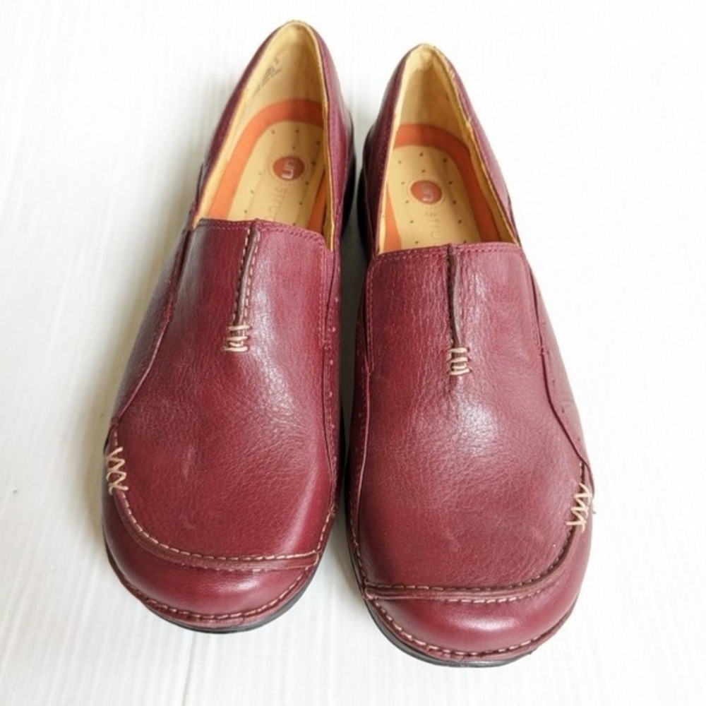 Women's Burgundy Slip-On Leather Loafers